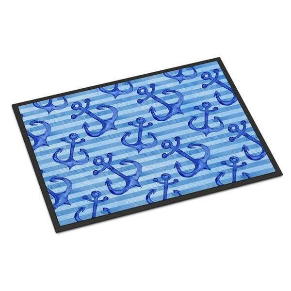 Carolines Treasures BB7533JMAT Beach Watercolor Anchors Indoor or Outdoor Mat; 24 x 36 in. BB7533JMAT - main